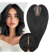 Rich Choices Hair Toppers for Women Real Human Hair 150% Density Clip in Silk Base No Bangs 100% ...