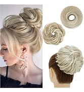 S-noilite 1PCS Messy Bun Hair Piece for Women Curly Wavy Fake Hair Donut Bun Scrunchies Ponytail ...