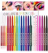 18 Colorful Eyeliner Pen Set, Eye Shadow Pencil, Pearl Eyeliner Kit Metallic Glitter Colored Eyel...