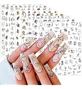 8 Sheets Graffiti Fun Nail Art Stickers,Abstract Face 3D Self-Adhesive Nail Decals DIY Nail Art S...