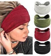 SAWINDA Headbands for Women Wide Stretchy Knotted Moisture Wicking Workout Hair Bands Nonslip Hai...