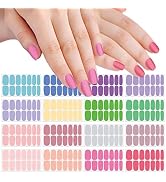 SILPECWEE 16 Sheets Youthful Solid Color Nail Wraps for Women Nail Polish Strips Gel Nail Strips ...