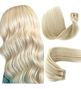 White Blonde Human Hair Sew in Extensions, Hand Tied Weft Hair Extensions Sew in Hair Extensions ...