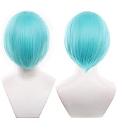 047-cyan color 30cm/1feet anime male hairstyles Cosplay Wig Heat resistant Short Straight hair Sy...