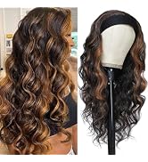 xccoco Long Wavy Headband Wig for Women Black Wigs with Brown Blonde Highlight 200% Denisty Headb...