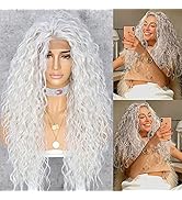 SAPPHIREWIGS Curly Synthetic Lace Front Wigs Long Deep Wave Wig Glueless Pre Plucked Hairline Whi...