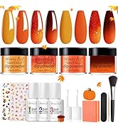 Honey Joy Dip Powder Nail Kit Starter, 4 Colors Halloween Pumpkin Orange Dipping Powder Liquid Se...