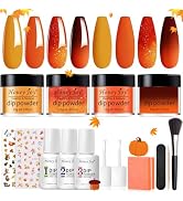 Honey Joy Dip Powder Nail Kit Starter, 4 Colors Halloween Pumpkin Orange Dipping Powder Liquid Se...
