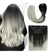grey gray sliver clip in hair extensions