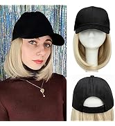 Baseball Cap With Hair Attached Hat Hair Extensions Bob Hairstyle Baseball Cap Wig Adjustable Hat...