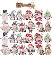 GLEAVI 24pcs Christmas Hanging Gnome Wooden Ornament ：Wooden Christmas Gnome Ornaments Festive Sa...