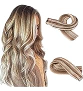 Hair Extensions Tape ins, Hair Extensions Human Hair, Ombre Balayage Chestnut Brown to Blonde Hig...