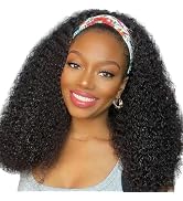 XSY Kinky Curly Headband Wig Human Hair 16 Inch Headband Wigs For Black Women Curly Wigs Human Ha...