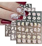 Flower Nail Art Stickers Acrylic 5D Hollow Exquisite Pattern Nail Decals Nails Art Supplies Gradi...