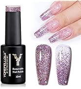 YOKE FELLOW Glitter Gel Nail Polish, Soak Off UV Holographic Sparkle Glitter Sequins Gel Nail Pol...