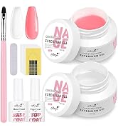 Monja Builder Nail Gel Kit 2*30g Clear Pink Colors Nail UV Extension Base Gel Topcoat Set for Nai...