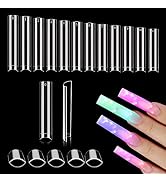 XXL No C Curve Nail Tips for Acrylic Nails Professional, 600PCS Clear Tapered Square Nail Tips St...
