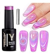 YOKE FELLOW Rainbow Cat Eye Gel Polish, Soak Off 10ML UV Gel Polish Holographic Rainbow Shimmer E...