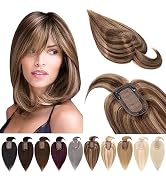 SEGOHAIR Hair Toppers for Women Real Human Hair With Bangs 7 * 13 CM Silk Base Clip In Topper Hai...