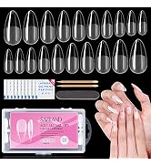 Saviland Soft Gel Nail Tips - 240PCS Soft Gel Full Cover Nail Tips Almond Pre-Shape Half Matte Cl...