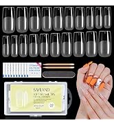 Saviland Soft Gel Nail Tips - 240PCS Soft Gel Full Cover Nail Tips Pre-Shape Square Half Matte Cl...