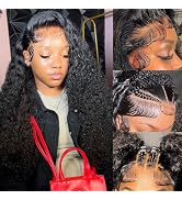 Simeider 13x6 Deep Wave Lace Front Wigs Human Hair 200 Density Pre Plucked 13x6 HD Transparent La...