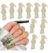 RODAKY RODAKY 3D Embossed San Judas Nail Art Charms 10PCS Gold Death Buddha Statue Nail Jewelry L...