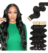 Lashey Hair Extensions Tape in Hair Extensions Real Human Hair Body Wave Tape in Hair Extensions ...