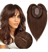 SEGOHAIR Hair Toppers for Women Real Human Hair With Bangs 13*15 cm Larger Silk Base 150% Density...