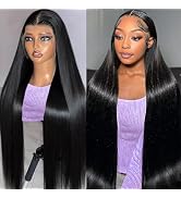 ediere 30 Inch Straight Lace Front Wigs Human Hair HD Transparent Lace Front Wigs for Women Pre P...
