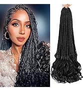 Anemoi Crochet Box Braids With Curly Ends,7 Packs 22 Inch French Curl Crochet Braids Pre Looped M...