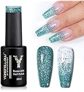 YOKE FELLOW Glitter Gel Nail Polish, Blue Soak Off UV Holographic Sparkle Glitter Gel Nail Polish...