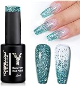 YOKE FELLOW Glitter Gel Nail Polish, Blue Soak Off UV Holographic Sparkle Glitter Gel Nail Polish...