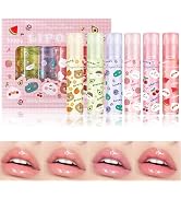 Bekoeen Lip Gloss Clear Jelly Lipstick Set, 6Pcs Roll On Lip Gloss Long Lasting Moisturizing Lip ...