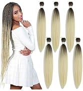 Ombre Easy Braiding Hair Pre Stretched Braiding Hair 6Pack 24inch Ombre Blonde Kanekalon Prestret...