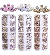 YOKE FELLOW Nail Art Rhinestones, Round Beads Flatback Crystals Multi Shapes Glass Crystal Rhines...