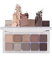 10 Colors Dark Brown Gray Eyeshadow Pallet, High Pigmented Matte Shimmer Eyeshadow, Natural Neutr...