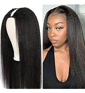 YMSGIRL Kinky Straight V Part Wig Human Hair Upgrade U Part Human Hair Wigs Thin V Part Wig No Gl...