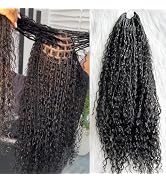Crochet Human Hair Boho Box Braids with Human Hair Curls Braiding Hair Boho Box Braids for Black ...