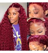 Larhali 99J HD Lace Front Wigs Human Hair Pre Plucked 250% Density Burgundy 13x6 Deep Wave Fronta...