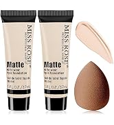 2 Pcs Matte Oil Control Foundation, Full Coverage Foundation Liquid Concealer Contour, Durable Fl...
