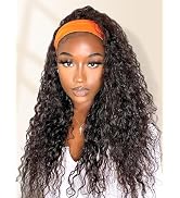 Yavida Headband Wig Human Hair Water Wave Headband Wigs for Women Wet and Wavy Human Hair Wig Hal...