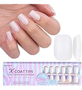 XS Short Square Gel Nail Tips - BTArtboxnails Extra Short Soft Gel Nail Tips, Milky White Press O...