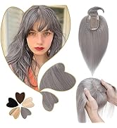 Benehair Clip in Hair Topper with Bangs Secret Topper Wiglet 100% Human Hair Clip in Top Hairpiec...