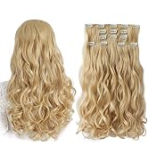 Blonde Hair Extensions, HSPJHTM Clip in Hair Extensions for Women 5 Pieces Set 18