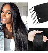 Yaki Human Hair Tape in Extensions for Black Women Yaki Straight Tape in Hair Extensions Real Hum...
