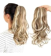 KAVSORAPI 16 Inch Curly Ponytail Hair Extension - Drawstring Synthetic Hairpiece for Women & Girl...