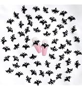 30PCS Bat Nail Charms Halloween Nail Charms for Acrylic Nails 3D Resin Black Bat Nail Art Supplie...