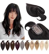 SEGOHAIR Hair Toppers for Women Real Human Hair With Bangs 7 * 13 CM Silk Base Clip In Topper Hai...