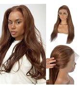 Ombre Lace Front Wig Human Hair 4/30 Highlight Reddish Brown 13x6 HD Lace Front Wigs Human Hair C...